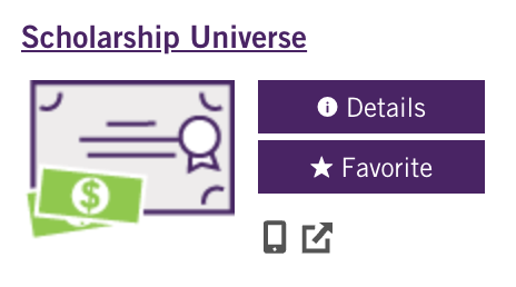 Screenshot of scholarship universe app