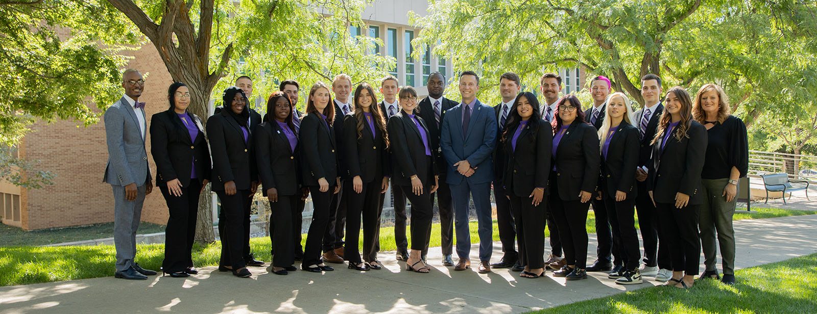 A group photo of the Presidential Leadership Fellows with President Brad Mortensen and other university administrators.